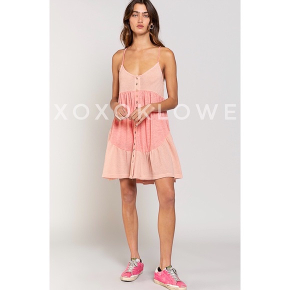 LAST ONE Peach Spaghetti Strap Summer Sun Dress - Picture 7 of 15